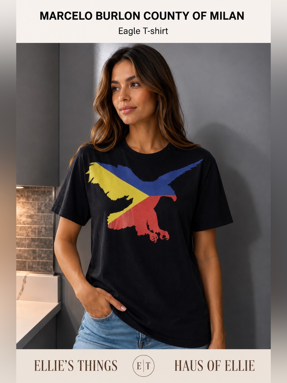 NWOT Marcelo Burlon Eagle T-Shirt in Black Size Small w/COA